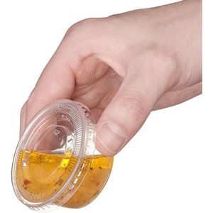 50 Contenitori Monouso Trasparenti in Plastica con Coperchio per Soufflé, Insalate, Gelatine e Shot - Bicchierini Monodose per Bevande Porzionate - Product Image 4