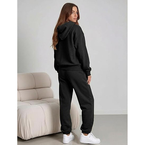 Women OEM <b>Plain</b> <b>Tracksuit</b> Soft Fleece Hoodie and Jogger Pants Set - Product Image 4