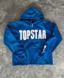 Men's 100% Cotton Fleece Embroidery Rhinestone <b>Waterproof</b> Breathable Quick Dry Anti-Wrinkle Boxy Fit Streetwear Punk <b>Hoodie</b> - Product Image 1