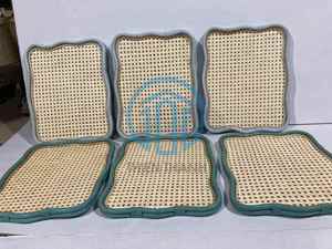 Natural Round <b>Rattan</b> Tray With Leather Handle Beautiful Serving Tray For <b>Dining</b> <b>Table</b>, Kitchen Use And Display - Product Image 5