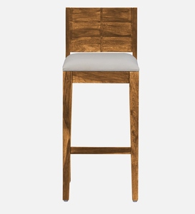 Segur PU Leather Full Back <b>Bar</b> <b>Stool</b> Rustic Teak Finish Grey Cushioned Seat <b>Adjustable</b> Metal Base Commercial Use Counter <b>Height</b> - Product Image 2