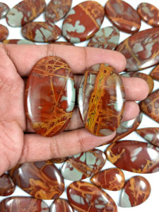 Lote al por mayor de gemas sueltas de jaspe Noreena natural, cabujón hecho a mano, parte trasera plana, para sanación, Radha Arts, mezcla de formas rojas - Product Image 4