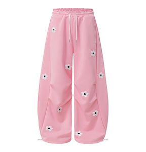Pantalon de survêtement polaire ample et décontracté pour femme, coupe large, avec cordon de serrage élastique, style lanterne, pour l'hiver - Product Image 1