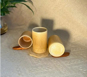 ชุดแก้วไม้ไผ่ธรรมชาติรักษ์โลก Eco2go เวียดนาม ดีไซน์คลาสสิก ทนทาน ใช้ได้ทั้งเดินทางและในร้านกาแฟ พร้อมฝาปิดสำหรับเครื่องดื่ม - Product Image 1