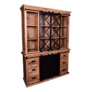 Industrial & Vintage Eco-Friendly Iron Metal & Solid Mango Wood <b>Large</b> Capacity 4 <b>Sliding</b> Door 6 drawer <b>large</b> Dressoir - Product Image 3