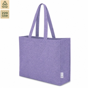 Recycled Cotton Tote Bag 220 GSM Purple 50.5x36x11 cm Gusset Shopping Bag Self Handles Custom Logo Wholesale OEM ODM Promotional - Product Image 1