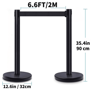 6 Pcs Black Crowd Control Stanchion Set Retractable Belts Queue Sand Injection Hollow Base for Theaters Crowd Control Furniture - Product Image 6