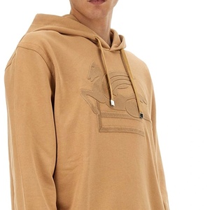 Sweat à capuche épais personnalisé avec broderie tonale pour homme, coupe oversize, couleur camel, style streetwear, vente en gros OEM BD - Product Image 4
