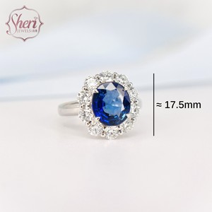 Bague de mariage de luxe pour femme en or blanc massif 18 carats avec saphir taille ovale et diamants naturels [Sheri Jewels] - Product Image 2