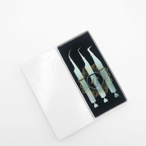 Pince à épiler professionnelle d'extension de cils Ombre pointe argentée conception de fond de coeur revêtement en poudre d'acier inoxydable durable - Product Image 4