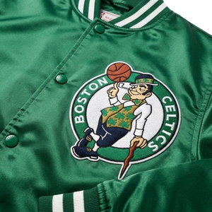 Veste de baseball en satin vert pour homme, logo brodé, col rabattu, style streetwear décontracté, coupe classique, pour l'automne - Product Image 3