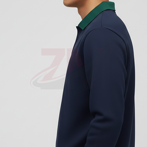 เสื้อโปโลแขนยาวผู้ชาย คอวี ผ้าฝ้าย 100% ไซส์ใหญ่ ทรงหลวม ระบายอากาศ แห้งเร็ว ทรงแบ็กกี้ - Product Image 5