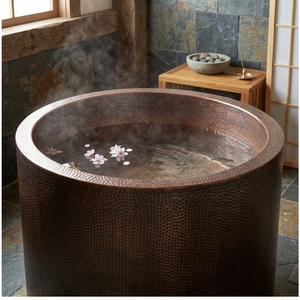Bañera Redonda Independiente de Cobre Martillado Hecha a Mano de Lujo, Estilo Antiguo, Marca Daystar Trade |   Bañera de Cobre para Remojo - Product Image 3