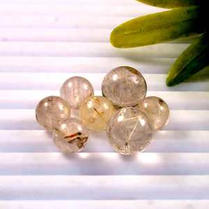 Lot en gros de 10 mm de billes rondes lisses en rutile doré naturel, sphères de cristal de guérison, pierres précieuses en vrac pour la fabrication de bijoux - Product Image 2