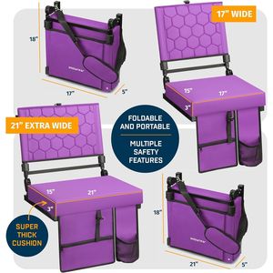 Folding Reclining Stadium <b>Chair</b> with Back Support for Bleachers - Product Image 5