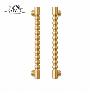 Brushed Gold <b>Brass</b> Cabinet Handle Curved Spindle Bar Shape with Rounded Finial Ends Classic Decorative <b>Drawer</b> <b>Pull</b> Handle - Product Image 3