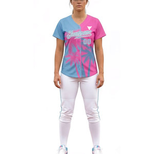 ชุดยูนิฟอร์มซอฟต์บอล เสื้อและกางเกง พร้อมผ้าโพลีเอสเตอร์ระบายอากาศได้ดี สวมใส่สบาย บริการ OEM สำหรับการแข่งขัน - Product Image 1