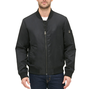 Dernière tendance de la mode, veste bomber en nylon à fermeture éclair unie pour homme, style streetwear décontracté d'hiver - Product Image 6