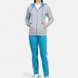 Chándal de Felpa de Algodón de Alta Calidad en Color Verde Azulado y Gris Jaspeado para Mujer, Venta al por Mayor, Logotipo Personalizado, OEM, Chándal de Felpa Liso - Product Image 3