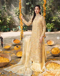 Elegant Women's Gold Silk Salwar Kameez With Embroidery For Wedding Occasion Regular Fit All Seasons - Product Image 1
