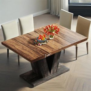 Tavolo da pranzo in legno casale nero da 47 pollici per 4 piedistallo pesante tavolo da pranzo da cucina - Product Image 5