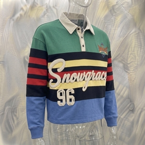 เสื้อเจอร์ซีย์แขนยาวสำหรับทุกเพศ สโนว์เกรซ ลายทาง โลโก้แบบแอพพลิเค ปกคอปก ทรงปกติ สำหรับผู้ใหญ่ ใส่ได้ทุกฤดู - Product Image 2