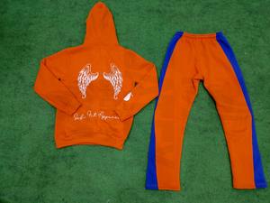 Ensemble de survêtement pour homme 100% coton, nouveau design, pantalon évasé, sweat à capuche surdimensionné avec logo personnalisé imprimé, ensemble 2 pièces - Product Image 4