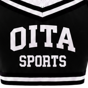 Haut court de cheerleading noir et blanc sans manches pour femmes et filles, idéal pour l'entraînement sportif et les uniformes de performance athlétique. - Product Image 5