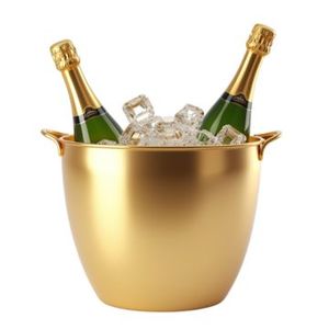 Cubo de Hielo Metálico para Champán con Acabado en Oro Rosa, con Asa en Forma de Anillo, Enfriador de Cerveza y Vino para Bar - Product Image 4