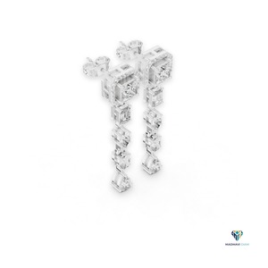 Boucles d'oreilles pendantes en or blanc 2,812 CT avec diamants de laboratoire de forme princesse et fantaisie en or massif 18 carats - Product Image 3