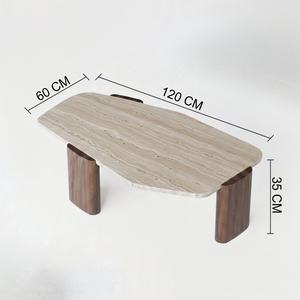 Mesa de Centro Contemporánea de Madera Maciza y Mármol para Sala de Estar, Hotel, Restaurante, Bar y Villa - Product Image 2