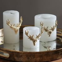 Ensemble de pinces décoratives pour bougies d'Halloween avec motifs de crâne, de papillon, de clé et de fleur de lys pour une décoration de table sur le thème rustique