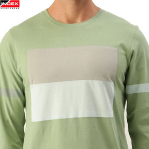 Camiseta de Manga Larga con Cuello Redondo para Hombre, Marca INDEX SPORTSWEAR, Diseño Color Block, Corte Regular, Transpirable, Verde - Product Image 5