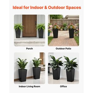 Set di Fioriere Moderne in Plastica da 22 Pollici per Uso Esterno/Interno - Grandi Vasi per Fiori da Portico con Design Rialzato - Product Image 6