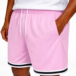 Shorts de basket-ball pour hommes, respirants, légers, séchage rapide, écologiques, entraînement sportif, gym, course à pied, taille élastique, 100% polyester - Product Image 4
