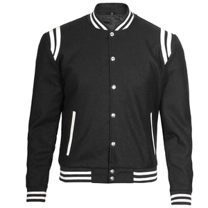 Custom Patch Embroidered <b>Men's</b> Winter Striped <b>Varsity</b> <b>Bomber</b> <b>Jacket</b> - Product Image 2