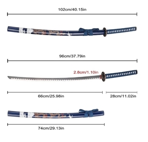 Épée Katana Bleu Or 102 cm en Acier Carbone de Haute Qualité, Lame de Samouraï Japonaise avec Fourreau - Product Image 1