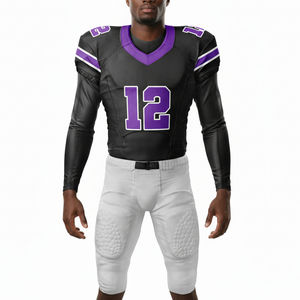 Tenues de sport haut de gamme personnalisées avec numéro d'équipe, respirantes, 100 % polyester, à carreaux, shorts grande taille, ensembles d'uniformes de football américain - Product Image 3