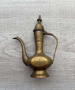 Vintage Brass <b>Arabic</b> Coffee Pot Decorative Teapot Handmade Engraved Metal Ewer for Home Decor Collectibles - Product Image 1