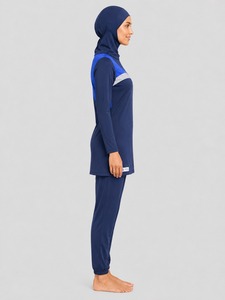 Nouvelle Collection Ensemble burkini modeste Maillot de bain à manches longues Maillot de bain sportif Burkinis islamiques Uni Coupe haute Lettres/Imprimés - Product Image 3
