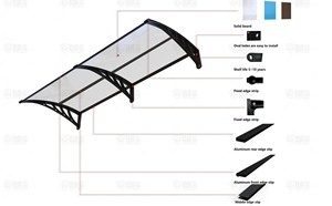 Auvent de porte et de fenêtre en polycarbonate avec drainage amélioré et supports en alliage d'aluminium - Product Image 2