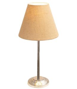 Modern Stainless Steel Table Lamp with Beige Fabric Empire Shade Warm White LED <b>Light</b> for Bedroom Decorative <b>Lighting</b> - Product Image 3