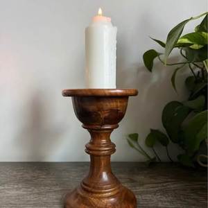 Portavelas de Madera Natural Estilo Wabi Sabi, Portavelas de Madera Hecho a Mano con Forma de Columna, Juego de Portavelas Decorativos para el Hogar - Product Image 6
