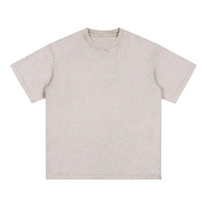 Camiseta de Manga Corta para Hombre, Corte Regular, Color Beige Sólido, Cuello Redondo, Estilo Casual, Tejido Jersey, 100% Algodón, Diseño Liso - Product Image 1