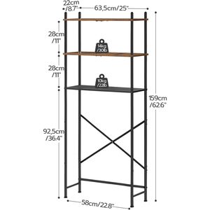 Organizzatore da Bagno a 3 Ripiani Autoportante Sopra il WC, Regolabile con Funzioni Salvaspazio - Product Image 2
