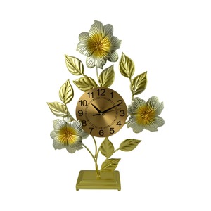 Flower Design Metal Gold Finished <b>Table</b> <b>Clock</b> Ideal For Gifting And Home Room Decoration Elegant Luxury Decorative Timepiece - Product Image 3