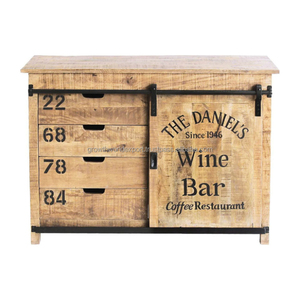 Meuble de bar en bois massif, meuble de rangement moderne, buffet brun, armoire de bar à 2 portes, rangement de luxe, meuble de salon fait main - Product Image 2