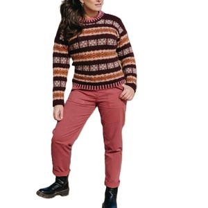 Pull-over décontracté d'hiver pour femme, en acrylique jacquard tricoté, coupe ample, motif géométrique, impression numérique sur le devant, haute qualité sur mesure - Product Image 5