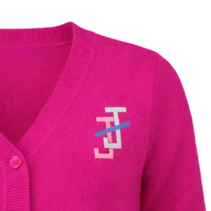 Pink Embroidered Cardigan Women 1938 Graphic Knit Sweater Button Front Fashion Outerwear Casual Long Sleeve Warm Layer Clothing - Product Image 3