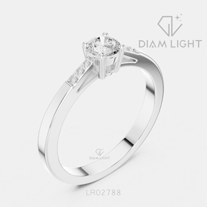 Bague de fiançailles ou de promesse en or blanc 14 carats avec diamant de laboratoire rond de 0,25 carat, couleur F+, clarté VS+, certifié IGI, idéale pour un cadeau - Product Image 2